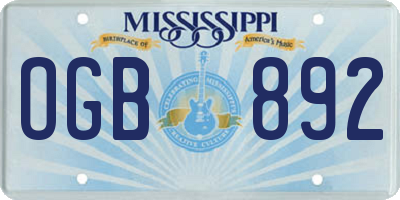 MS license plate OGB892