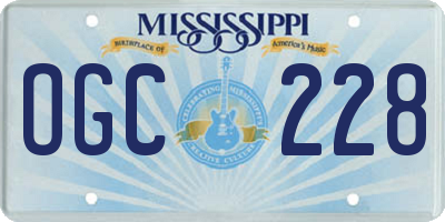 MS license plate OGC228