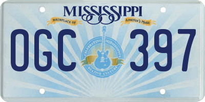MS license plate OGC397