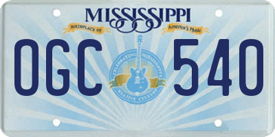 MS license plate OGC540