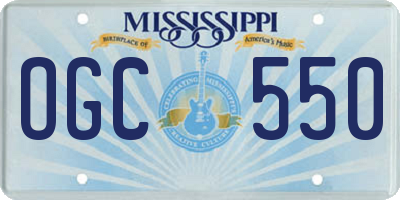 MS license plate OGC550
