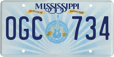MS license plate OGC734