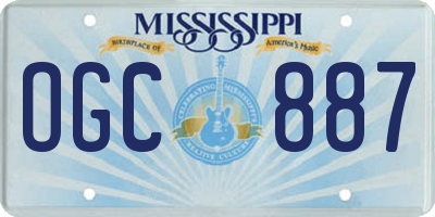MS license plate OGC887