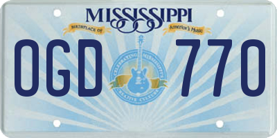 MS license plate OGD770