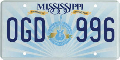 MS license plate OGD996
