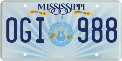 MS license plate OGI988