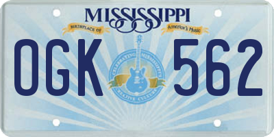 MS license plate OGK562