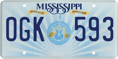 MS license plate OGK593