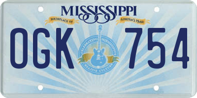 MS license plate OGK754