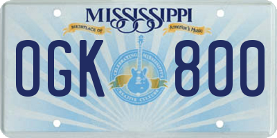 MS license plate OGK800