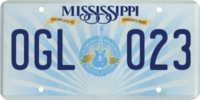 MS license plate OGL023