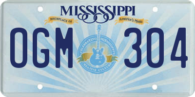 MS license plate OGM304