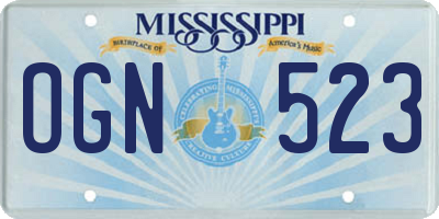 MS license plate OGN523