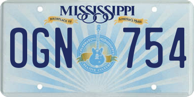 MS license plate OGN754