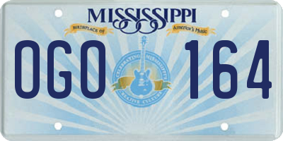 MS license plate OGO164