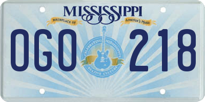 MS license plate OGO218