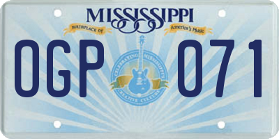 MS license plate OGP071