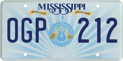 MS license plate OGP212