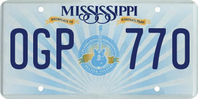 MS license plate OGP770