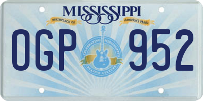 MS license plate OGP952