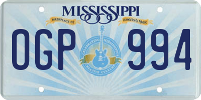 MS license plate OGP994