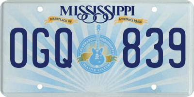 MS license plate OGQ839