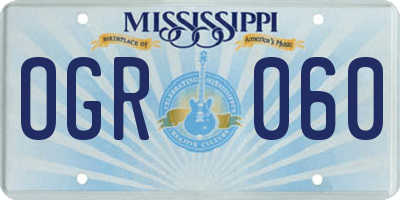 MS license plate OGR060