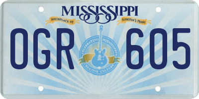 MS license plate OGR605