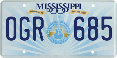 MS license plate OGR685