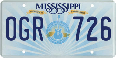 MS license plate OGR726