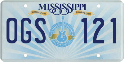 MS license plate OGS121