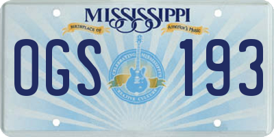 MS license plate OGS193