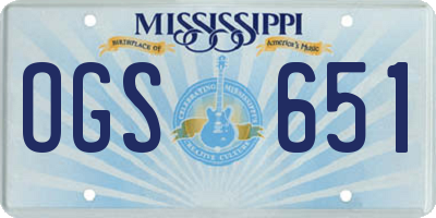 MS license plate OGS651