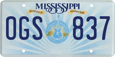 MS license plate OGS837