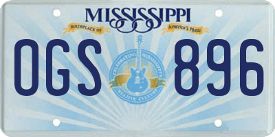 MS license plate OGS896