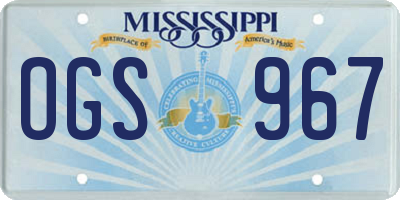 MS license plate OGS967