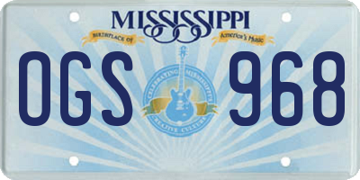 MS license plate OGS968