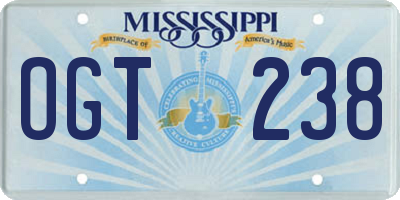 MS license plate OGT238