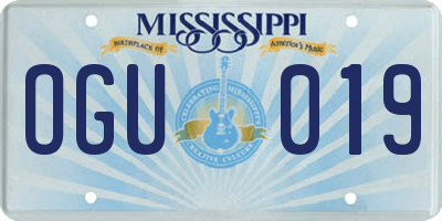 MS license plate OGU019