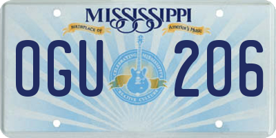 MS license plate OGU206