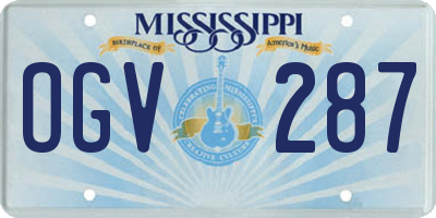 MS license plate OGV287