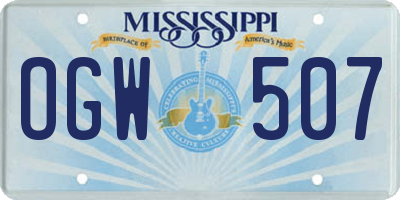 MS license plate OGW507