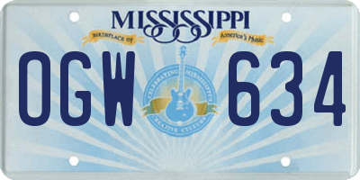 MS license plate OGW634
