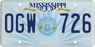 MS license plate OGW726