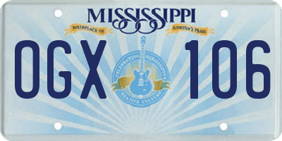 MS license plate OGX106