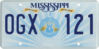 MS license plate OGX121