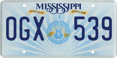 MS license plate OGX539