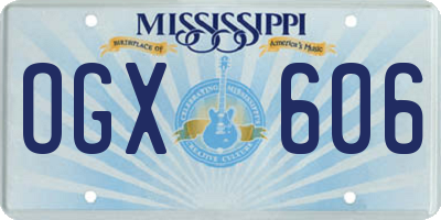 MS license plate OGX606