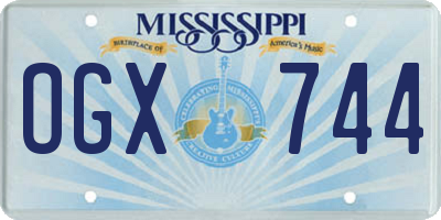 MS license plate OGX744