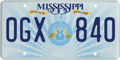 MS license plate OGX840